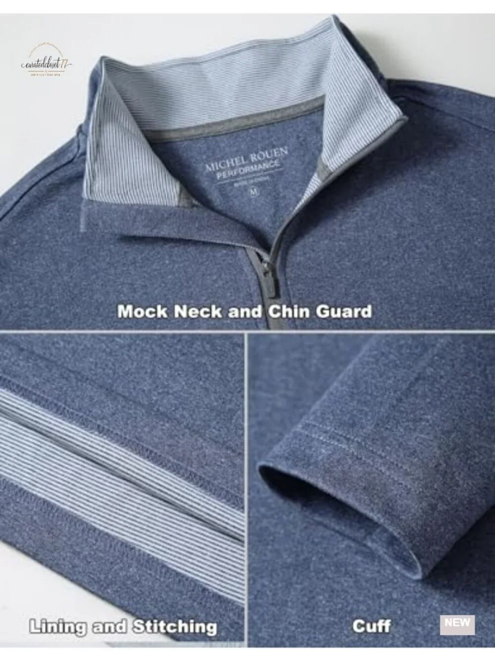 Quarter Zip Pullover Men Long Sleeve Dry Fit Moisture Wicking 1/4 Zip Mock Neck
